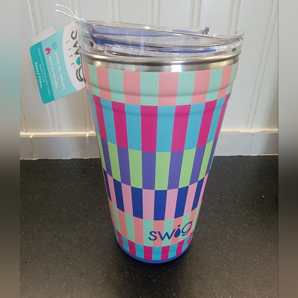 Swig Life Brite Stripe Party Cup | Multi Color | 24oz - Picture 2 of 3